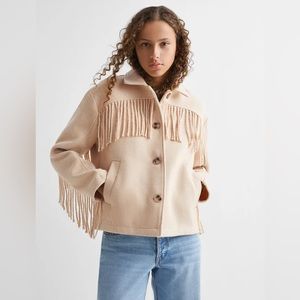 Fringed wool-blend jacket